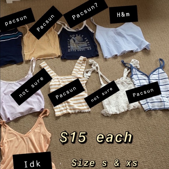 PacSun Tops - tank tops for $15 each. Prices negotiable.